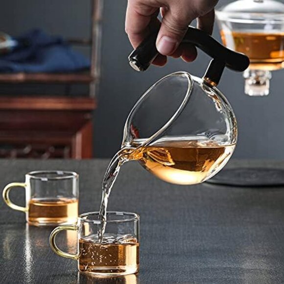 RORA Lazy Kungfu Glass Tea Set Semi Automatic Drip Rotating Tea Set Infuser - Picture 5 of 5